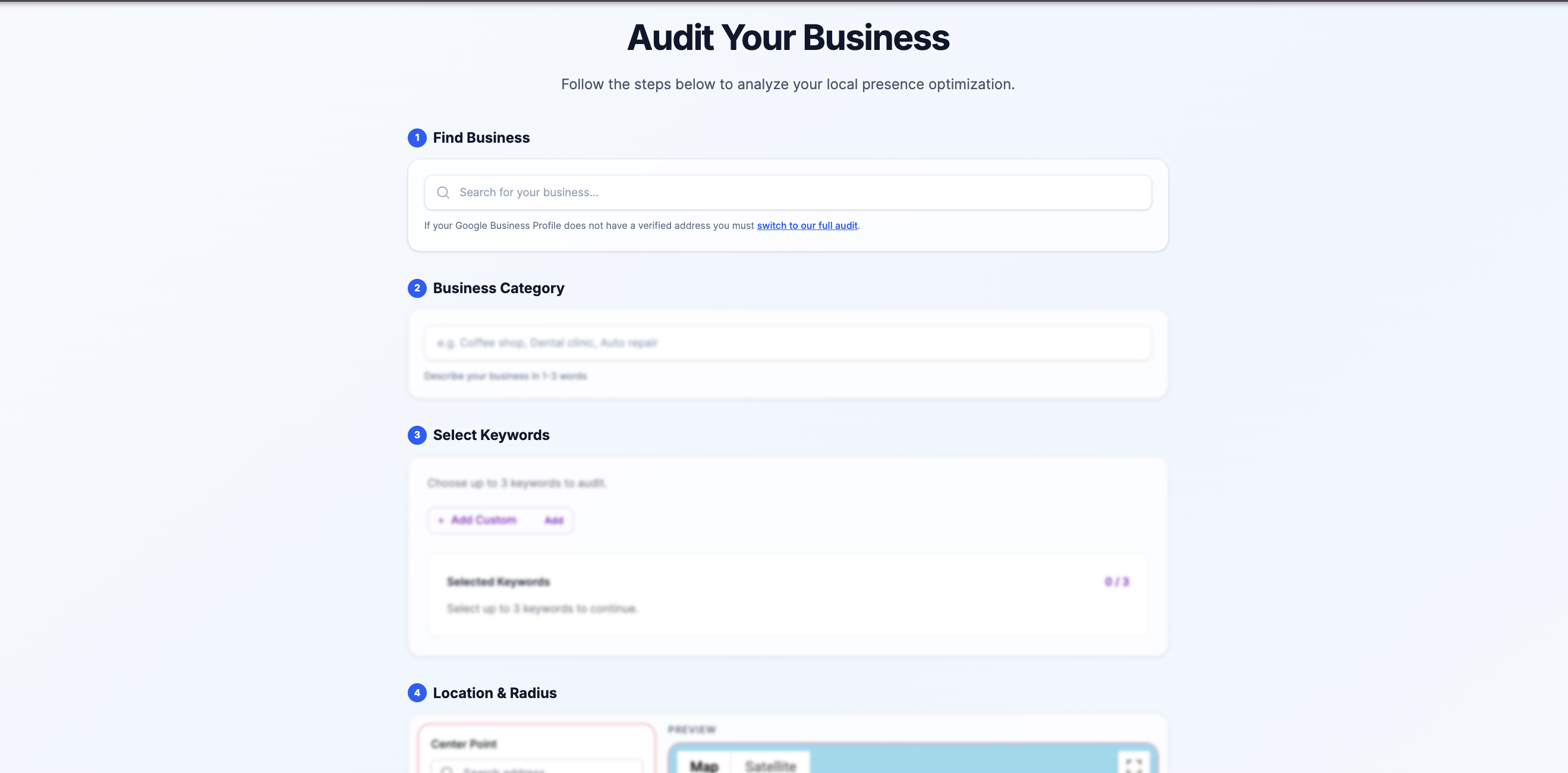 Preview of the free audit tool